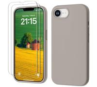 GOODVISH 3 IN 1 for iPhone 16e Case Liquid Silicone 2025 with 2 HD Screen Protector, Full Body Protective Cover Anti Slip Slim Gel Rubber Soft Microfiber Lining iPhone 16e Phone Case, Space Grey