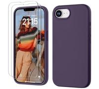 GOODVISH 3 IN 1 for iPhone 16e Case Liquid Silicone 2025 with 2 HD Screen Protector, Full Body Protective Cover Anti Slip Slim Gel Rubber Soft Microfiber Lining iPhone 16e Phone Case, Berry Purple