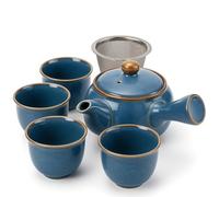 goodwei Japanese Kyusu Tea Set - Side Handle Jug with Stainless Steel Strainer & 4 Tea Cups (200ml) - Authentic Green Tea Gift Set (Umi)