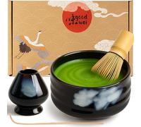 Goodwei Premium Matcha Tea Set - Ceremonial Bowl Chawan, Whisk and Holder + Gift Box (Burashi, 80)