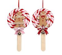 Goodwill Candy Dance Collection Gingerbread Boy and Girl Lolly Pops Tree Decorations 14 centimeter Set of 2
