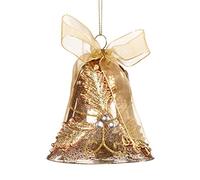 Goodwill: Christmas Gold Holly Bell hand Blown Large Glass Shaped Ball 10cm