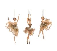 Goodwill Cream and Gold Resin Lace and pearl Ballerina's, 17 Centimetre Hanging Christmas Ornament -Set of 3