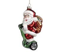 Goodwill Glass Santa on a Segway 13.5 cm Red and Green Shaped Bauble Decoration