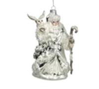 Goodwill Glass Snowy Santa with Owl Tree Bauble 17.Centimetre