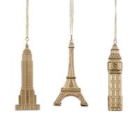 Goodwill Iconic Landmarks Big Ben Eiffel Tower & The Empire State Building 12.5cm Resin Decorations