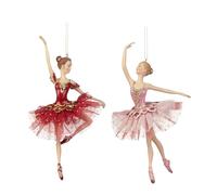 Goodwill Resin and Fabric Dress Burgundy and Pink 18Centimetre Tulle Ballerina -Set of 2