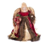 Goodwill Resin and Fabric Tree Top Angel Burgundy and Cream (20 cm)