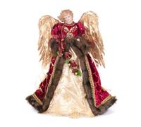 Goodwill Resin & Fabric Burgundy Brown & Gold 41cm Tree Top Angel with Feather Wings