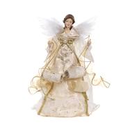 Goodwill Resin & Fabric Cream & Gold 31cm Tree Top Angel with Feather Wings