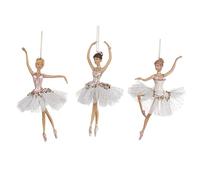 Goodwill White and Pink Fabric and Resin Ballerina, 18 Centimetre Hanging Christmas Ornament -Set of 3