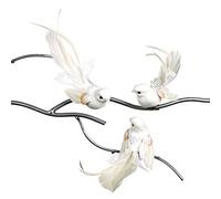 Goodwill: White Peace Doves with Sequins Feather Bird on a Clip 15cm - Set of 3