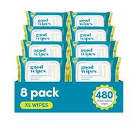 Goodwipes Flushable Butt Wipes Made with Vitamin E & Aloe - Soft & Gentle Wet Wipe Dispenser for Home Use, Septic & Sewer Safe - Largest Adult Toilet Towelettes - Shea Coco, 60 Count (Pack of 8)