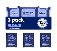 Goodwipes Flushable Butt Wipes - Vitamin E & Aloe - Sewer & Septic Safe - Extra Large Adult Wet Wipes For Women & Men - Bathroom Essentials - Cedar, 153 Count (3 Packs + 3 Individually Wrapped)