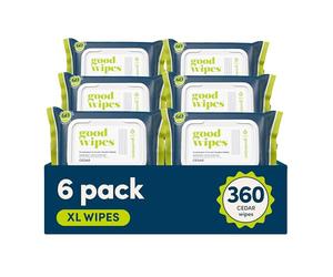 Goodwipes Flushable & Plant-Based Wipes with Botanicals | Dispenser for at-Home Use | Cedar with Aloe Septic and Sewer Safe | 360 Count (6 Packs) - Biggest Adult Wipes