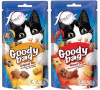 Goody Bag Cat Treats - Mixed Grill (Beef, Chicken & Salmon) and Original Mix (Chicken, Liver & Turkey) 60g one of each - Bundled by Smart Cutie
