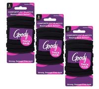 Goody ComfortFlex Black Seamless Elastics, Ouchless® Hold, No-Slip Grip Hair Ties, No Snag, For Thick Hair, 24ct