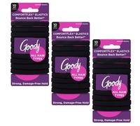 Goody ComfortFlex Seamless Black Hair Elastics for All Hair Types, No Slip Grip Ouchless Ties with All Day, Gentle Hold, Ponytail Holders for Damage-Free Styling, 10 Count (Pack of 3)