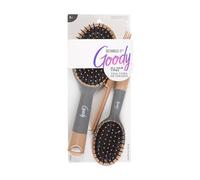 Goody Detangle It Hair Brushes Set - Large Oval Paddle Brush + Detangling Comb + Mini Brush, Suitable for Detangling & Styling, Pick Comb for Tangles On-the-Go, For Wet or Dry Hair, Brown/Grey