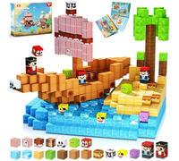 Goody King Magnetic Blocks - 100PCS Build Pirate-Ship World Set - Magnetic Building Cube Stacking, STEM Montessori Sensory Toys for Kids Boys Girls Ages 3 4 5 6 7 8 9 10 Easter Birthday Gifts