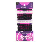 Goody Ouchless Forever Hair Elastics - 10 Pack, Black, Damage-Free Bands, 3X Stronger Ties, Retainable Shape, 16 Strand Inner Core, Accessories for Women & Men, Fine Hair