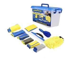 Goodyear 10-piece Valet Kit - Complete Car Detailing Set | Includes Interior & Exterior Cleaning Tools, Brushes, Microfiber Cloths & Storage Bag | Ideal For Home & Professional Use | Easily Washable
