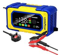 Goodyear 12V 7A Smart Battery Charger, Multiple Charging Modes for Cars, Motorcycles, Scooters, & Campers - Automatic Trickle Charge, LED Display, Repair Mode, Universal Compatibility