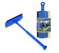 Goodyear 2 In 1 Window Squeegee Flexible Rubber Blade| Netted Sponge Scrubber| Multi-purpose And Easy To Use| Non - Scratch| Ideal For Cleaning Windows And Windscreens| Compact Design, Easy Storage