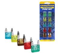 Goodyear 20pc Mini Blade Fuses - Includes Standard, Mini & Maxi Fuses For Automotive Use | Reliable And Durable Fuse Assortment For Vehicle Electrical Repairs And Maintenance | Common Fuses