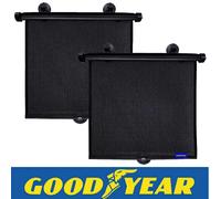 Goodyear 2Pc Car Window Roller Blinds Sun Shade Visor UV Protection Mesh Kids