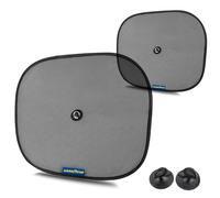 Goodyear 2pc Folding Sun Shade Universal fit for most cars, vans & SUVs| Easy to install & remove | See through mesh reduces glare | Attached easily with suction cup | Blocks Sunlight & Reduces Heat