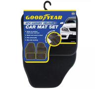 Goodyear 4Pc Luxury Velour Car Mat Carpet Set Universal Fit Non-Slip Backing