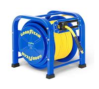Goodyear Air Hose Reel Retractable 9.5mm x 30m 20BAR Max SBR Rubber Hose Heavy Duty Portable Quad Pod Industrial Steel Construction