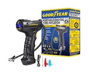 Goodyear Cordless Car Tyre Air Inflator Compressor | Digital Screen | Also Inflates Motorcycle Motorbike Cycle Bicycle Bike Tyres Inflatables