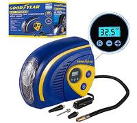 Goodyear Digital Car tyre Air Compressor Pump with Digital Display | Pre Set Pressure of 100PSI | Anti-Burst | Powered 12V Lighter Socket | Inflation Accessories Included | Lightweight and Compact.