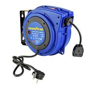 Goodyear Extension Cable Reel Retractable 15m x 3G1.5mm2 H07RN-F UK Plug 1000W/2000W Automatically Retracted Professional DIY Wall Mounting