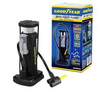 Goodyear Foot Pump - Small & Compact Air Pump with 2" Pressure Gauge, Anti-Slip Base - Inflates Car & Bicycle Tyres, Sports Balls & Air Mattresses