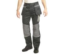 Goodyear GYPNT047 Men's Workwear Multi Flex Knee Pad Tapered Detachable Holster Pocket Work Trousers Utility Pants, Black/Grey, 32W / 31L