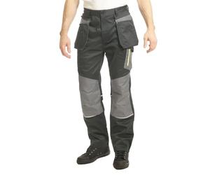 Goodyear GYPNT047 Men's Workwear Multi Flex Knee Pad Tapered Detachable Holster Pocket Work Trousers Utility Pants, Black/Grey, 34W / 31L
