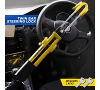 Goodyear Heavy Duty Dual Style Steering Wheel Lock Anti-Theft Device for Cars, SUVs & Trucks Locks | High-Security Locking Mechanism | Adjustable Length Clamp Double Hook Locks