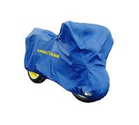 Goodyear Heavy-duty motorcycle cover for indoor/outdoor storage with padlock hole, Medium size. Measurements: 203 x 89 x 122cm