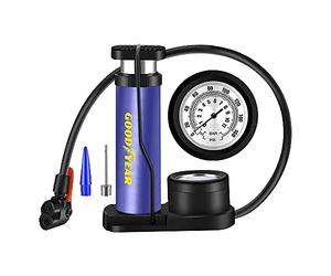 Goodyear Multi-Purpose Foot Pump | Made from Aluminum Alloy | Size: 45mm x 180mm | Suitable to pump bicycle tyres, car tyres and inflatable toys | Accurate Pressure Gauge | Easily read pressure gauge.