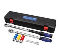 Goodyear Set of 6 Wheel Change Torque Wrench + Reversible Ratchet + 3-Piece Socket Set + Extension Box Black