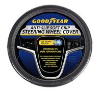 Goodyear Steering Wheel Cover Gloss Black| Slips easily over steering wheel in seconds| Easy and convenient to use| Soft comfortable grip| Cool in summer, warm in winter| 14.5"- 15.5" diameter| Black