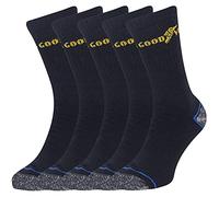 Goodyear Work Socks Men's Heavy Duty Workwear Padded Heel Toe Contrast Socks Crew Length, Black, One Size (UK 6-11) (EU 39-46), 5 Pair pack