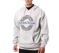 Goodyear Workwear Mens Hooded Pullover Thermal Graphic Print Work Hoodie with Kangaroo Pockets, Grey Marl, XL