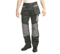 Goodyear GYPNT047 Men's Workwear Multi Flex Knee Pad Tapered Detachable Holster Pocket Work Trousers Utility Pants, Black/Grey, 32W / 31L