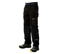 Goodyear Workwear Mens Reflective Detail Knee Pad Multi Tool Pocket Cargo Work Trouser, Black, 32W/REG