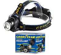 Goodyear Xm-l T6 6000lm Headlamp Reflector Flat Lens| Lumen: Max 6000lm| Material Aluminum Alloy & Plastic| 2X Li-ion Battery| Adjustable Beam| Rechargeable Battery| Lightweight| Water-Resistant
