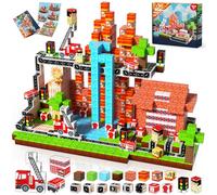 GoodyKing Magnetic Blocks - 100PCS Magnetic Building Blocks Fire Engine Toy Tiles Cubes Game, Fire Truck STEM Montessori Stacking Toys for Kids Boys Girls Age 3 4 5 6 7 8 9 10 Birthday Gifts